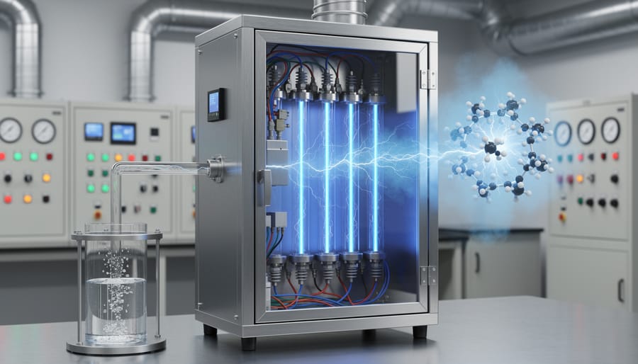 Modern ozone generation equipment with visible corona discharge chamber