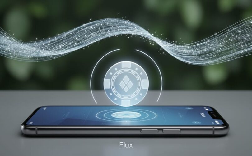 Realistic tech-themed scene showing a smartphone with glowing protective data streams surrounding an abstract casino chip silhouette, evoking responsible online gambling monitoring.